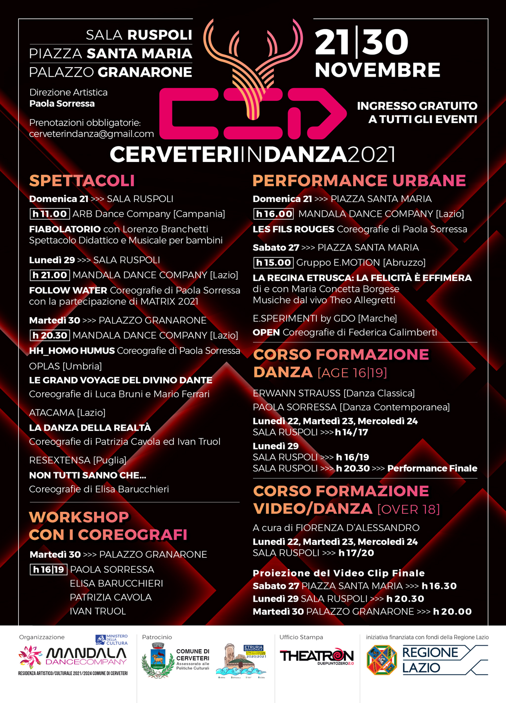 Danza Cerveteri in Danza 2021 Spettacoli Workshop Performance Urbane Corso Formazione Danza e Video Danza